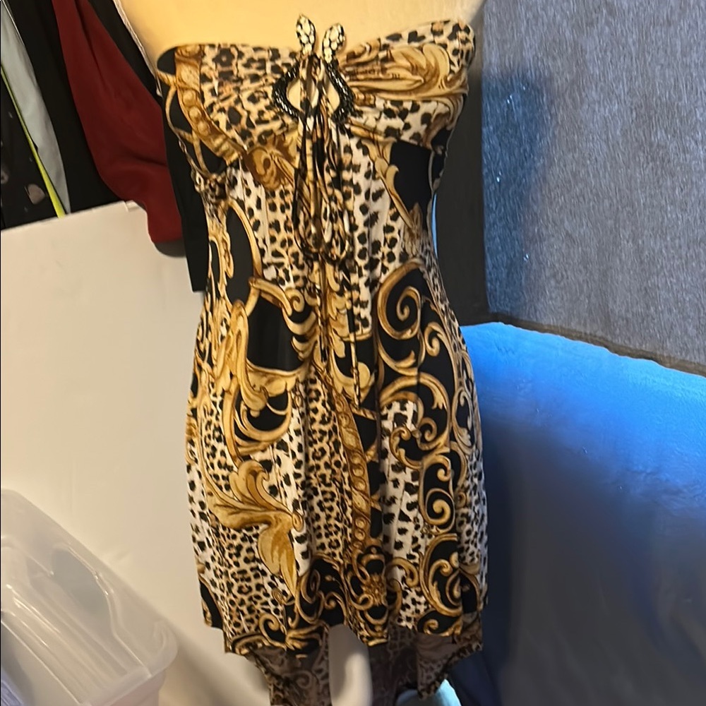 HP🎊🎊🎊Elegant Leopard Print Strapless Dress